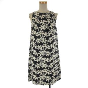 ワンピース ノースリーブ 花柄 2 ブラック ホワイト