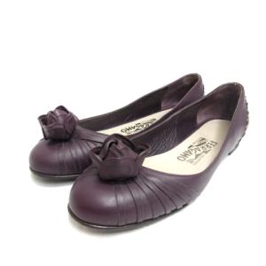 パンプス ローヒール フラットシューズ バラ レザー 5 1