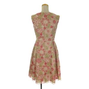TOCCA ワンピース ノースリーブ ひざ丈 フレア 花柄 刺繍 0 ピンク