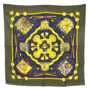 LES TAMBOURS カレ90 タンブールの太鼓 シルク 大判 スカーフ マルチカラー