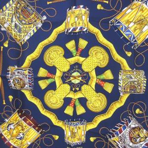 HERMES LES TAMBOURS カレ90 タンブールの太鼓 シルク 大判 スカーフ マルチカラー