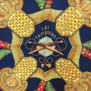 HERMES LES TAMBOURS カレ90 タンブールの太鼓 シルク 大判 スカーフ マルチカラー