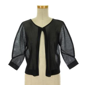 メッシュ切替七分袖カーディガン 3 ブラック