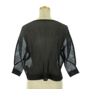 PLEATS PLEASE ISSEY MIYAKE メッシュ切替七分袖カーディガン 3 ブラック