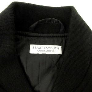 BEAUTY&YOUTH UNITED ARROWS 21AW ブラックメルトンフェイクレザースタジャン ブルゾン 袖フェイクレザー ウール S ブラック