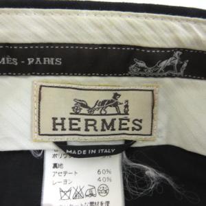 HERMES センタープレス スラックス パンツ ジッパーフライ ストライプ 50 チャコールグレー