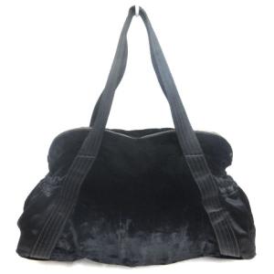 CHANEL ベロア ハンドバッグ ココマーク シルバー金具 ブラック