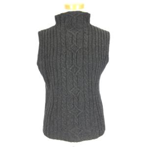 SPORT ハイネック リブ ニット セーター ノースリーブ ウール カシミヤミックス L ダークグレー