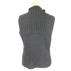 RALPH LAUREN SPORT ハイネック リブ ニット セーター ノースリーブ ウール カシミヤミックス L ダークグレー