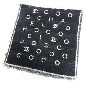 マフラー カシミヤミックス ココマーク バイカラー ブラック