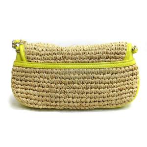 TORY BURCH チェーン ショルダーバッグ ロゴ ストロー レザー ベージュ イエロー 鞄