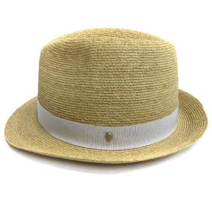 HELEN KAMINSKI ラフィア ハット 麦わら 帽子 中折れ リボン ベージュ グレー