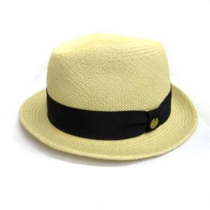 SOULEIADO パナマ ハット 麦わら 帽子 中折れ リボン ベージュ ブラック