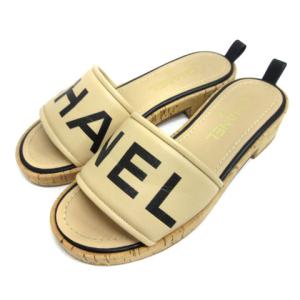 CHANEL 19SS G34876 ミュール サンダル 36 ベージュ