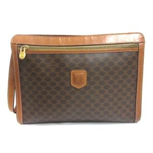 マカダム柄 セカンドバッグ クラッチバッグ ブラウン