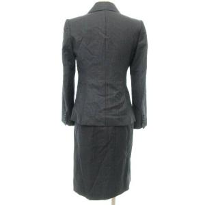 SHIPS スカートスーツ 1B ジャケット 上下 セットアップ ストライプ 総裏地 ビジネス S グレー