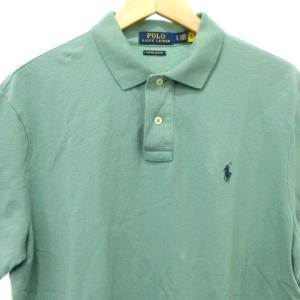 POLO RALPH LAUREN 国内正規 ポロシャツ 半袖 鹿の子 ホース刺繍 カスタムスリムフィット LG 緑 ミントグリーン SM0