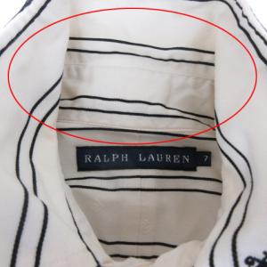 RALPH LAUREN 長袖 シャツ 刺繍 ストライプ 7 アイボリー ブラック 220711EE SM0