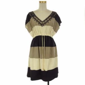 Diagram GRACE CONTINENTAL ビジュー ワンピース フレンチスリーブ ボーダー 36 ネイビー ベージュ 220708E SM0