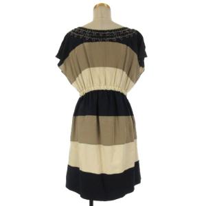 Diagram GRACE CONTINENTAL ビジュー ワンピース フレンチスリーブ ボーダー 36 ネイビー ベージュ 220708E SM0