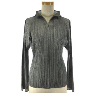 ハイネック カットソー 長袖 プリーツ 3 グレー