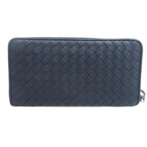 BOTTEGA VENETA イントレチャート ロングウォレット レザー ネイビー