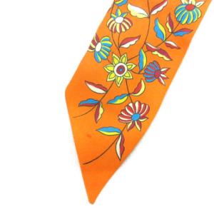 HERMES L ARBRE DE VIE 生命の木 ツイリー シルク スカーフ オレンジ
