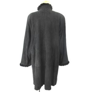 BALMAIN ピエールバルマン コート 着丈90cm セミロング ラム ミンクファー F ブラック
