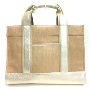 TORY BURCH トートバッグ キャンバス ベージュ ゴールドカラー