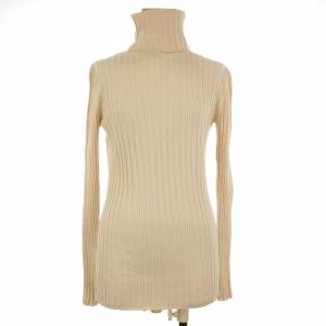 リブ カットソー 長袖 タートルネック オフホワイト L