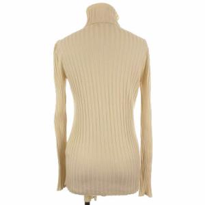 RALPH LAUREN リブ カットソー 長袖 タートルネック オフホワイト L