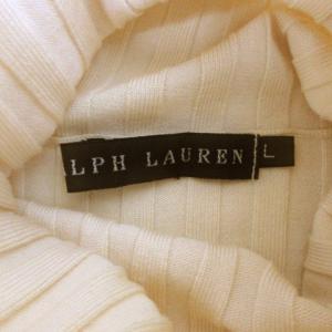 RALPH LAUREN リブ カットソー 長袖 タートルネック オフホワイト L