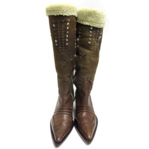 Ermanno Scervino ムートン ロングブーツ ボア ハイヒール 36.5 ブラウン