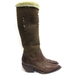 Ermanno Scervino ムートン ロングブーツ ボア ハイヒール 36.5 ブラウン