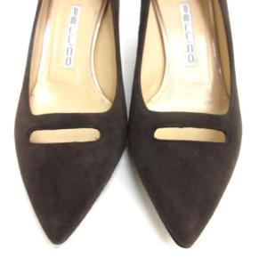PELLICO アンドレア アネッリ スエード ポインテッドトゥ パンプス 35 ブラウン