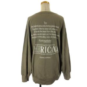 AMERICANA カットソー Tシャツ 長袖 ロゴ バック プリント ベージュ