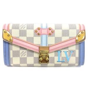 N60119 18年製 ポルトフォイユサラ ダミエアズール サマー トランク 二つ折り長財布