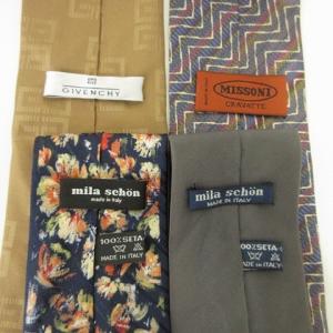 GIVENCHY ミッソーニ ミラショーン ネクタイ シルク 4本セット 総柄 ストライプ 花柄 総ロゴ ビジネス 茶 パープル 紺 グレー
