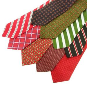 ネクタイ レギュラータイ 9点セット シルク ウール ストライプ ペイズリー クリスマス 総柄 赤緑紺黒系 SM0