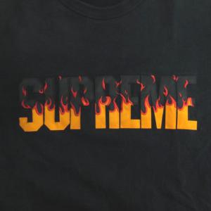 Supreme 19AW Flame Top Tee Tシャツ カットソー 半袖 ロゴ M ブラック