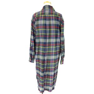 POLO RALPH LAUREN チェック シャツ ワンピース ミモレ 長袖 ポニー 刺繍 ハーフボタン 0 マルチカラー