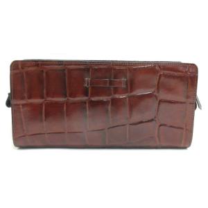 Jean Paul GAULTIER 220818E クロコ型押し セカンドバッグ ブラウン