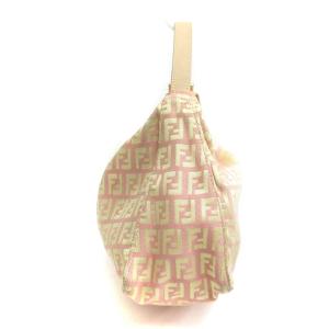 FENDI ハンドバッグ ズッカ柄 キャンバス レザー ピンク