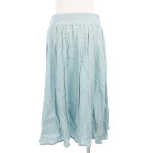 MARGARET HOWELL スカート ロング リネン ギャザー フレア ライトブルー