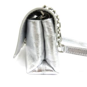 Off-White バインダー クリップ ショルダーバッグ メタリック シルバーカラー