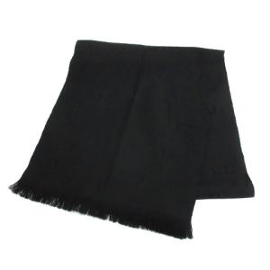 CDロゴ ストール マフラー フリンジ ウール ブラック