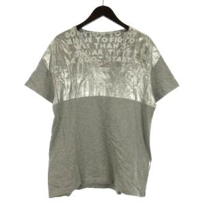 エイズ グリッター プリント 半袖 カットソー Tシャツ グレー M 221220E