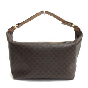 CELINE ハンドバッグ マカダム柄 レザー ブラウン