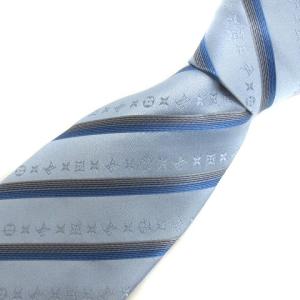 ネクタイ レギュラータイ レジメンタルストライプ モノグラム シルク ブルー系