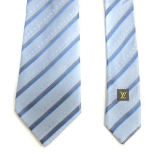 LOUIS VUITTON ネクタイ レギュラータイ レジメンタルストライプ モノグラム シルク ブルー系